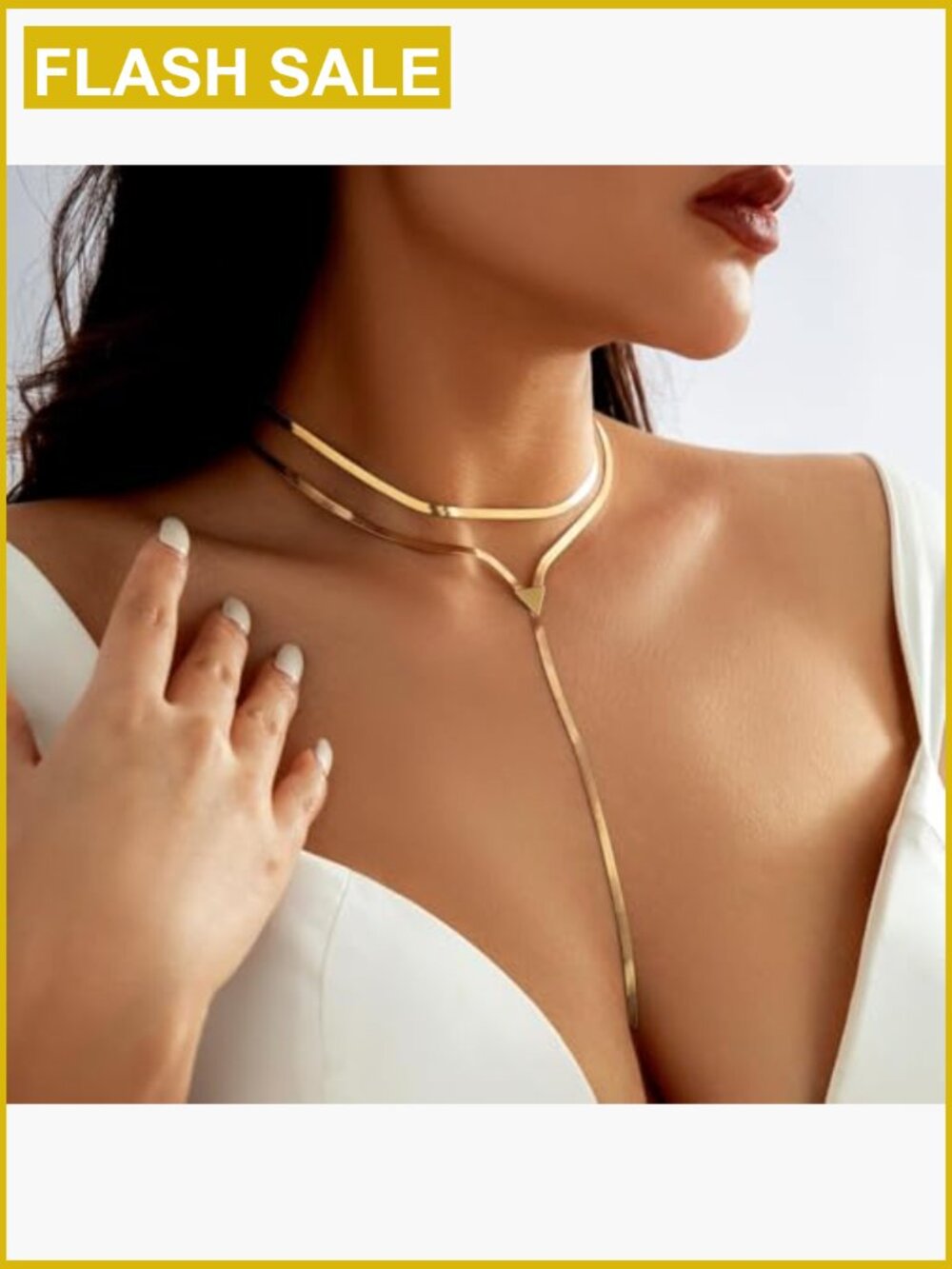 Chunky Gold Choker Necklace, Trendy Snake Chain Statement Jewelry, Prom Body - Picture 4 of 7